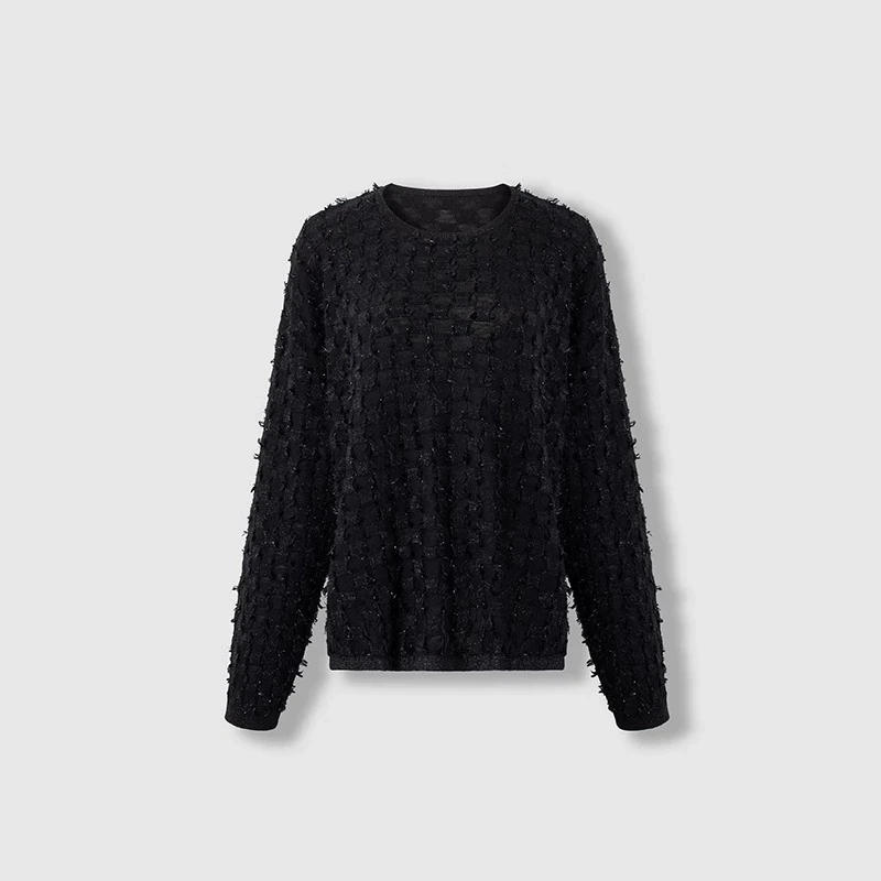 四月初九加大码女装胖MM2025春时髦Y毛长袖圆领针织衫开衫