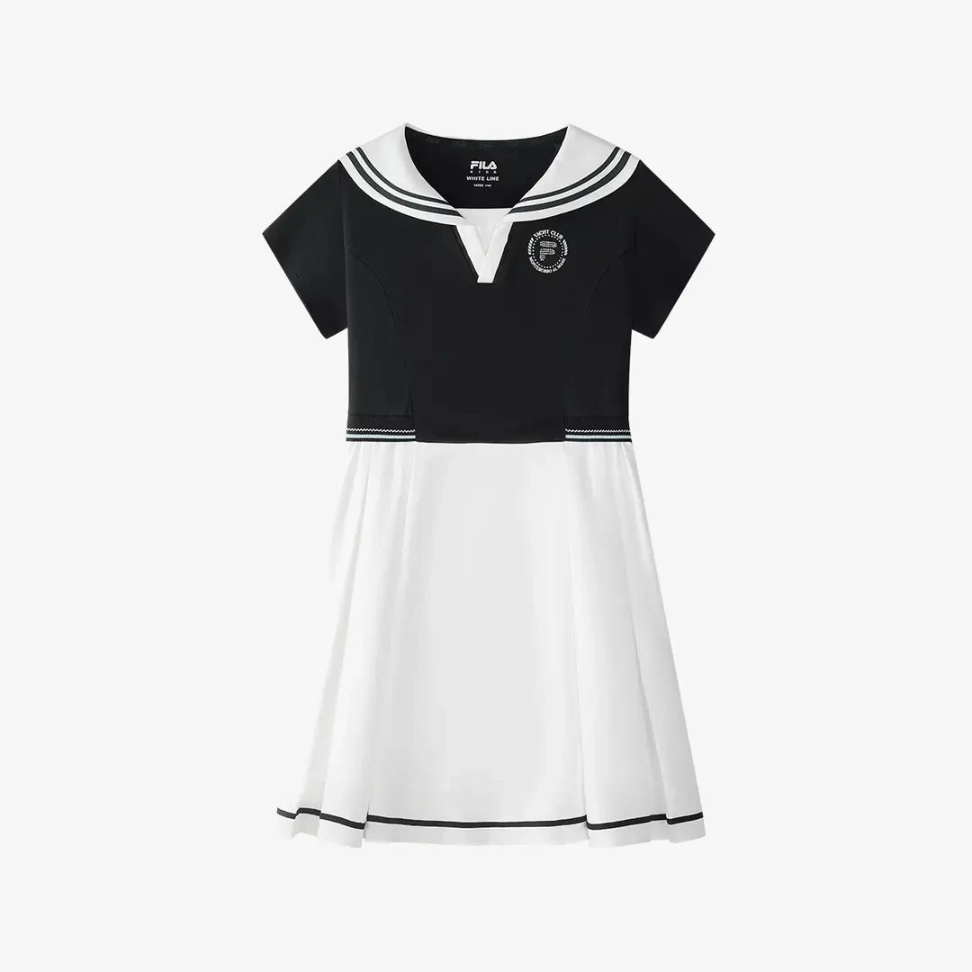 FILA斐乐儿童海军领（欧若风）女大童夏针织休闲连衣裙K12G522309