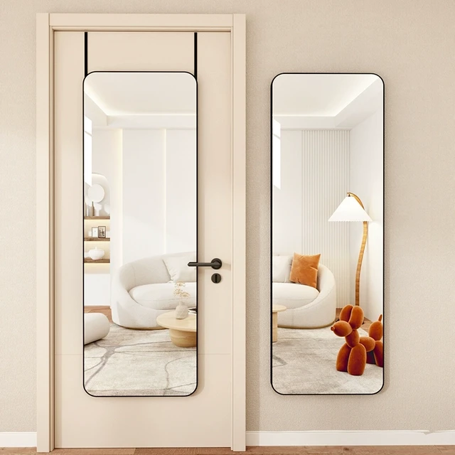 壁挂式全身镜家用卧室穿衣镜贴墙自粘穿衣镜子可落地可挂门试衣镜