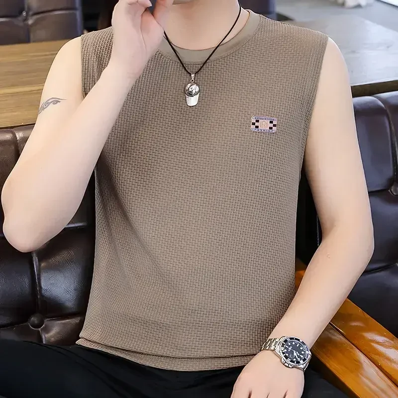 【耐凯伦】2025爆款男士背心冰丝短袖圆领薄款透气速干