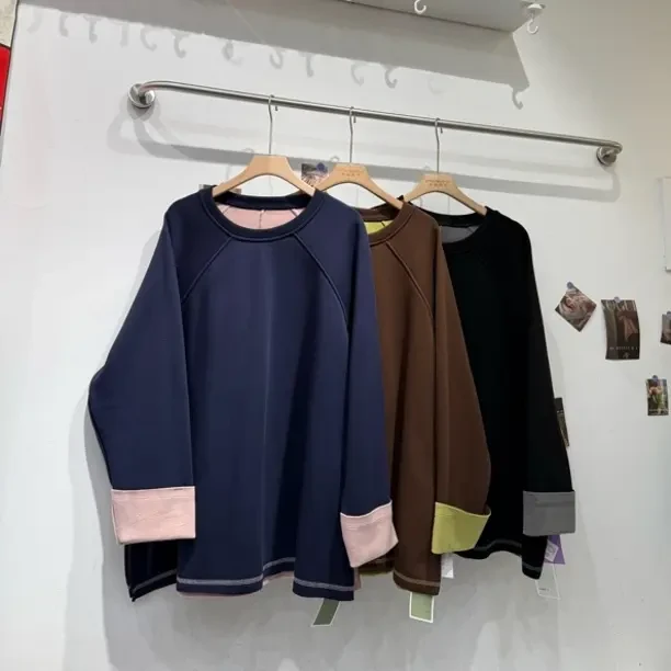 新款卫衣撞色加绒加厚宽松显瘦保暖百搭大版套头上衣#59210/