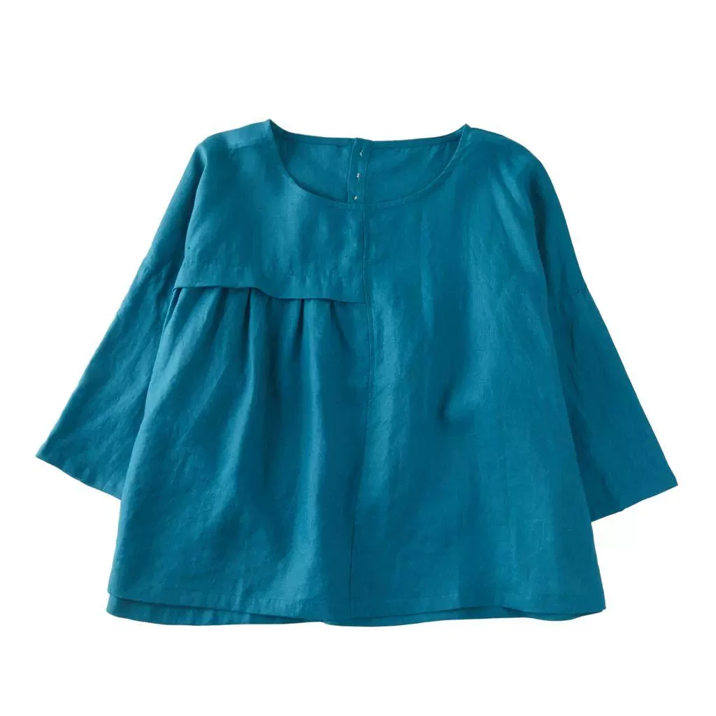 日单 8分袖 不规则 亚麻上衣10H