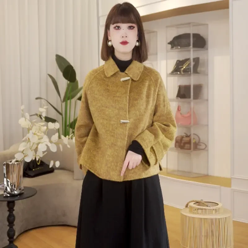 2024年新款大衣女中长款毛呢新款羊毛骆驼绒外套时尚高端洋气