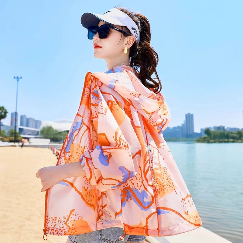 防晒衣女夏季薄款外套透气防晒开衫2025新款印花洋气短款防晒服潮