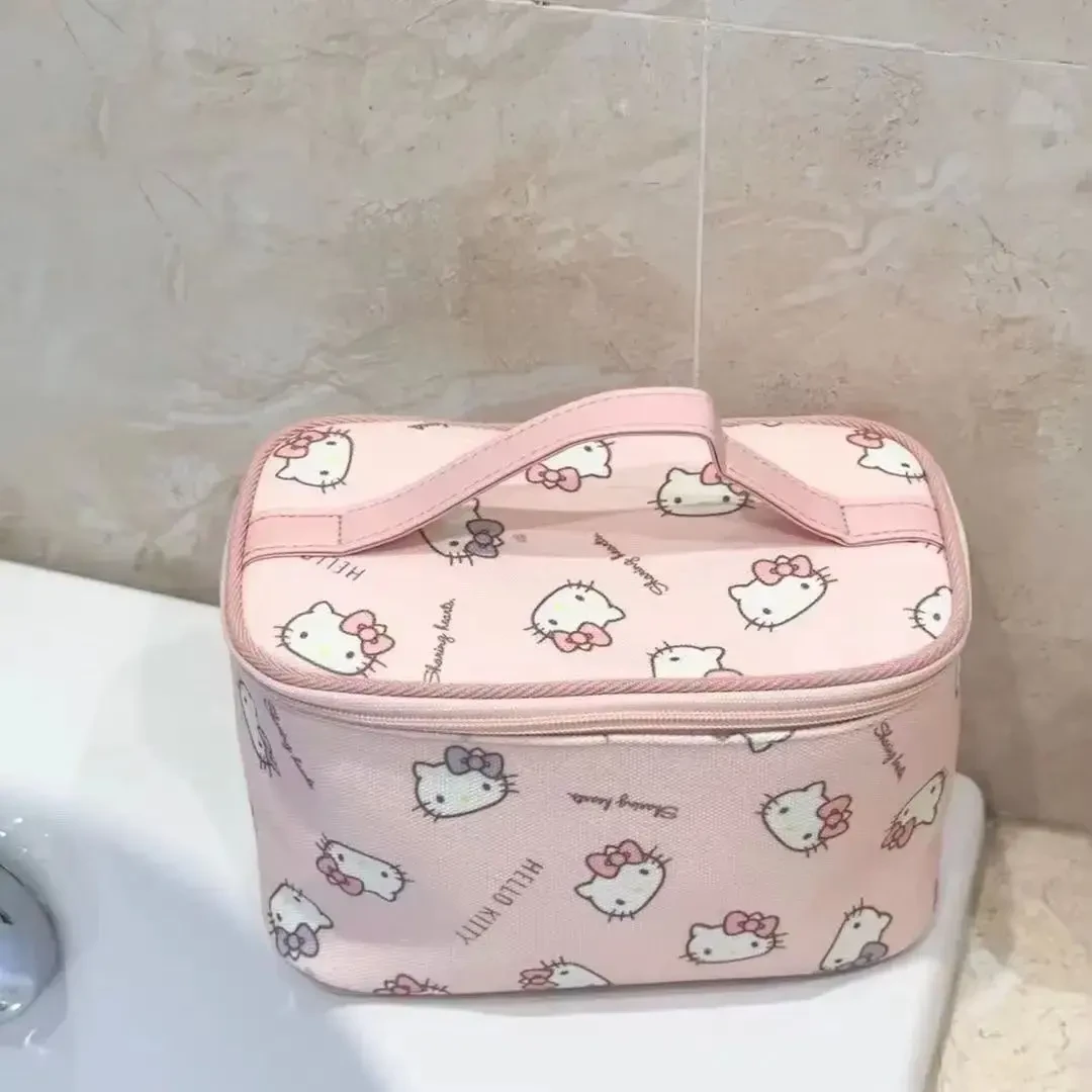 helloKitty可爱印花网红大容量手提化妆包便携式洗漱手提包收纳包