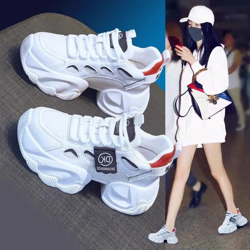 日本GP杨幂同款厚底运动老爹鞋女显脚小2025轻便百搭爆款内增高鞋