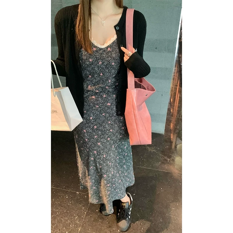【年货捡漏】乌77法式茶歇碎花吊带裙女收腰显瘦v领雪度假连衣裙