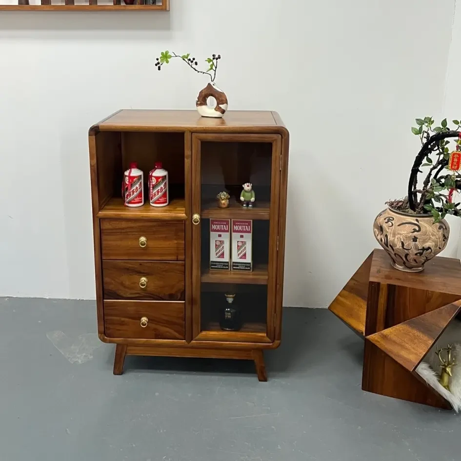 南美胡桃木多功能边柜客厅家用收纳柜储物柜置物抽屉式简约中式