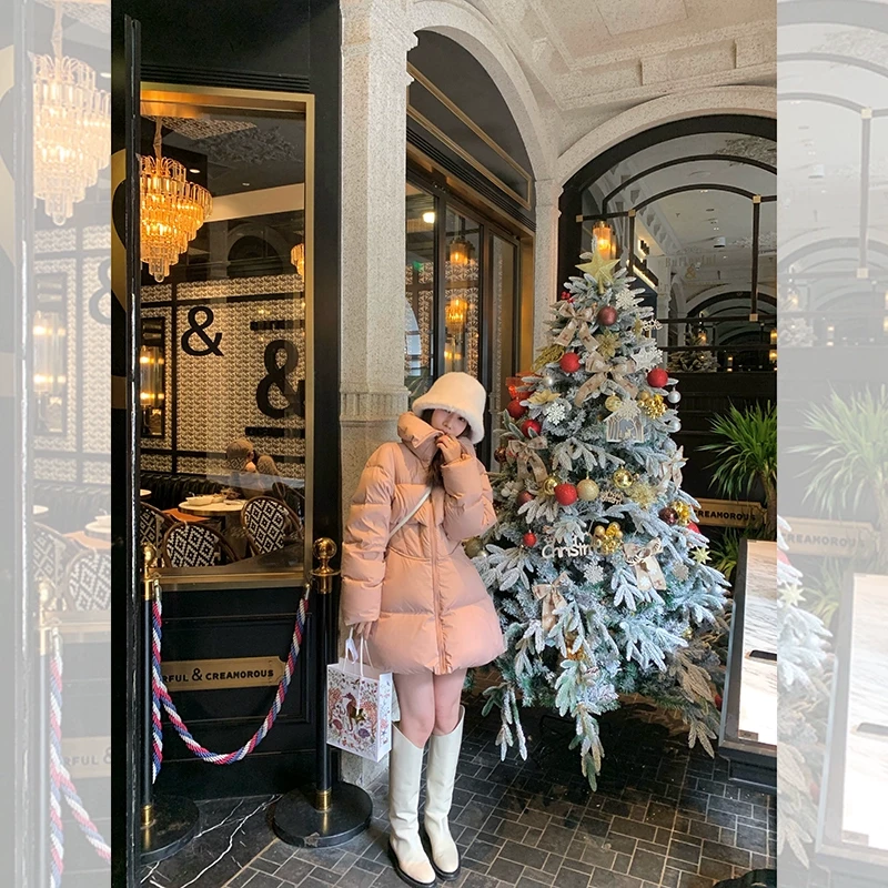 蚂蚁腰羽绒服 90白鸭绒|收腰御寒 中长款大翻领保暖外套QW234103