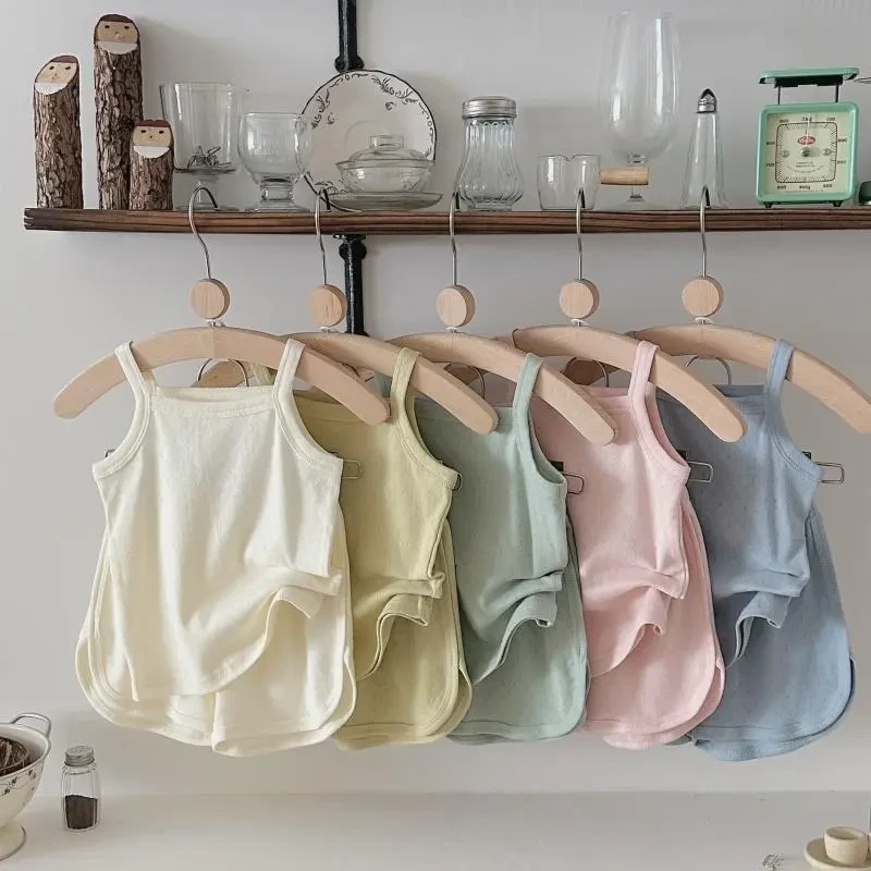 婴儿宝宝夏季薄款吊带家居服套装女童韩版背心短裤两件套睡衣0088