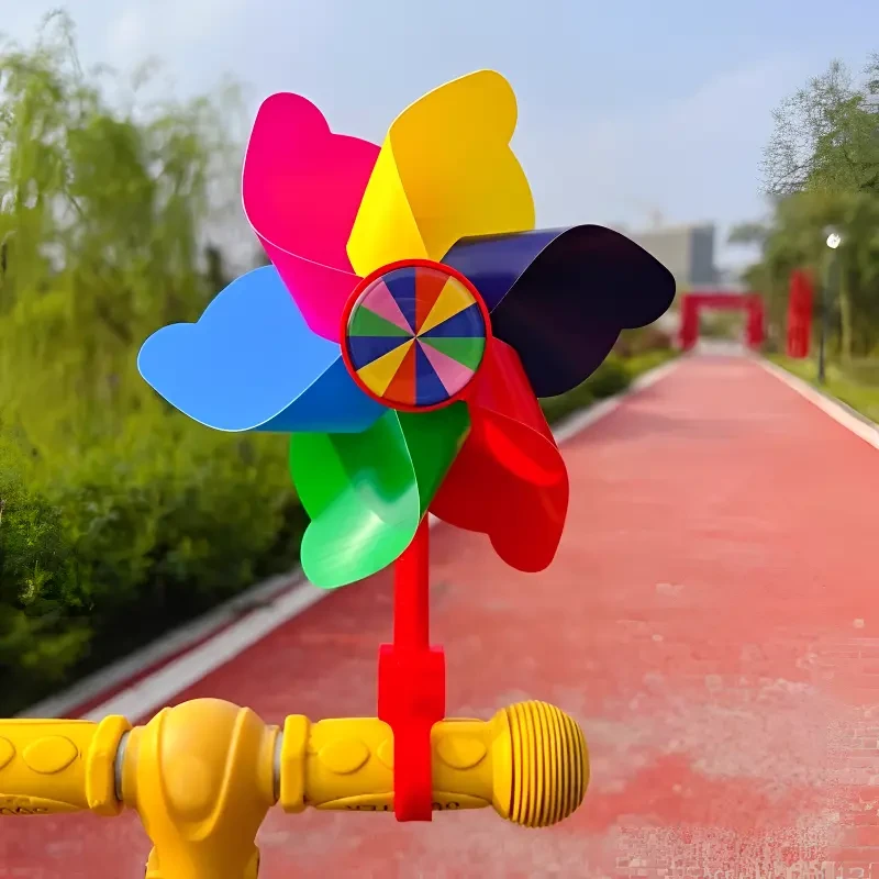 【七彩旋转风车】自行车婴儿推车电动车装饰挂件小风车户外玩具车载