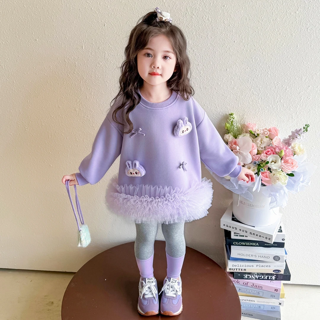 【现货】女童秋季套装2025新款洋气拉布布秋装女宝宝打底裤两件套