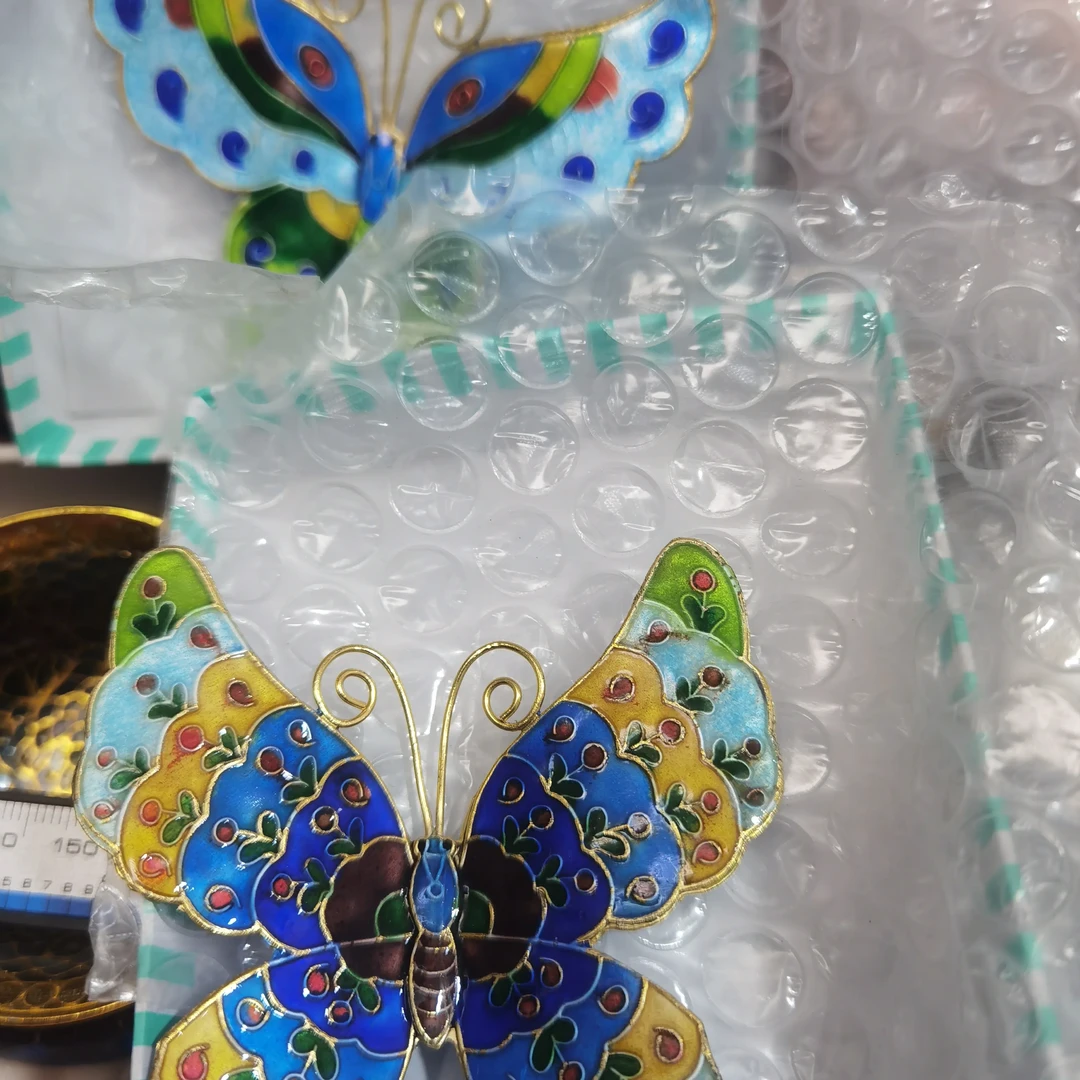 非物质文化遗产景泰蓝铜胎机制珐琅银蓝蝴蝶冰箱贴中国