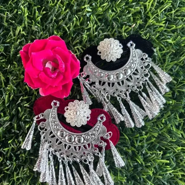 彝族元素发夹 红色流苏复古对夹民族风气质头饰左右各一