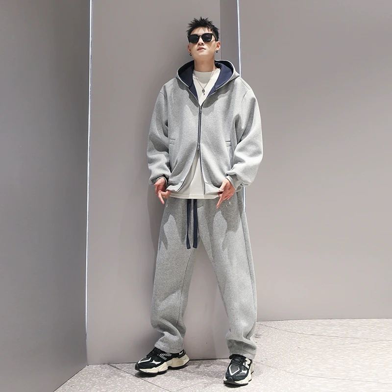 600克重重磅美式拉链连帽卫衣套装男2025春季新款宽松运动两件套