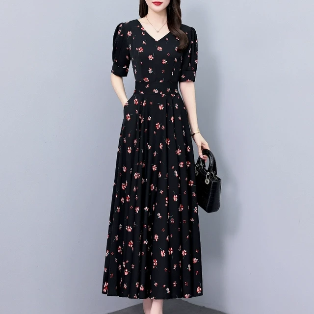 雪纺碎花连衣裙女士2025新款夏季妈妈高端轻奢高级感端庄大气裙子