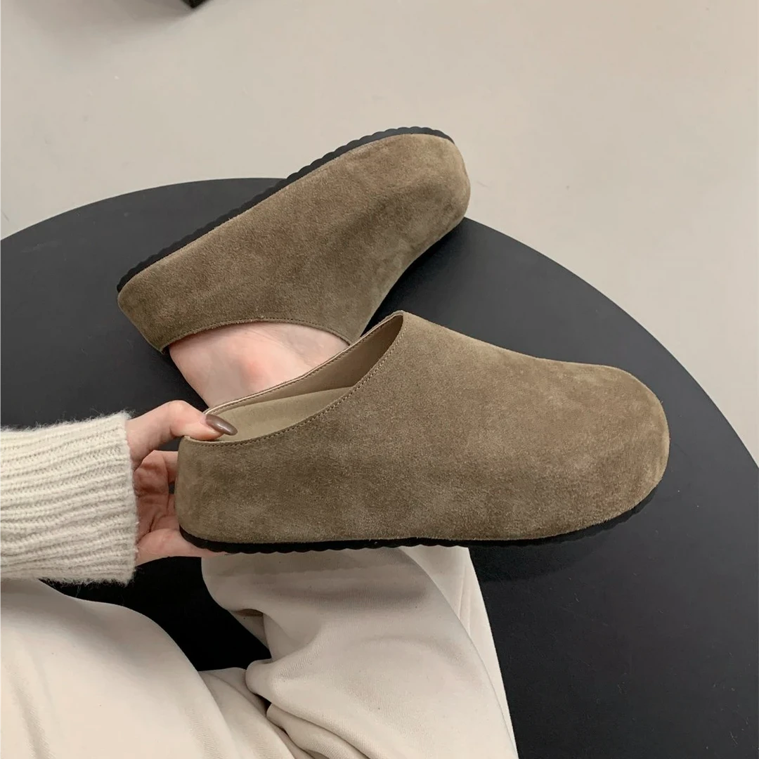 小个子内增高5CM~半包勃肯鞋女厚底半拖春秋新款松糕穆勒鞋包头拖