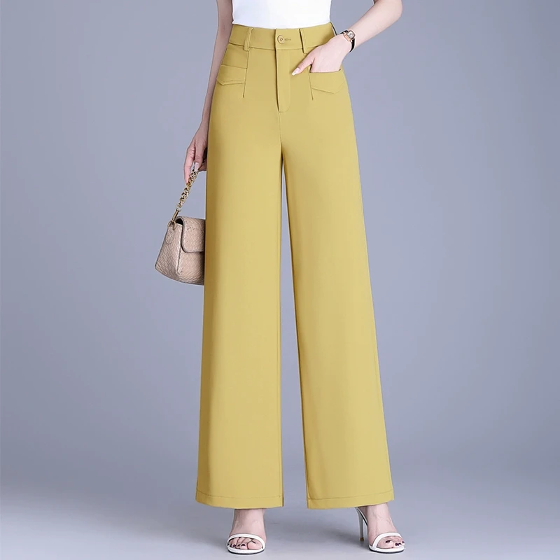 今年流行阔腿裤女夏季2025新款宽松高腰直筒裤垂感通勤休闲长裤子