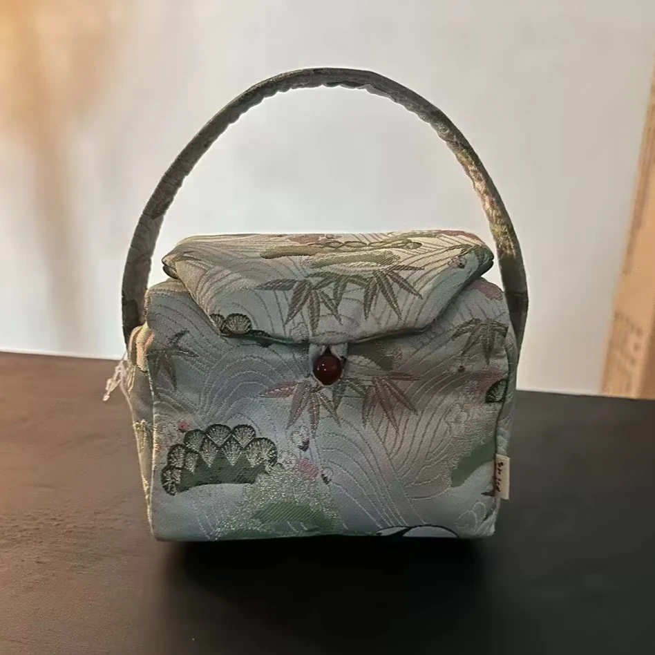 【陶珊居】<熊有成竹>小号一壶两杯茶事包12*8.5*10cm(慢蓝S0826)