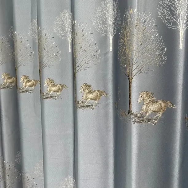 马到成功  中式提花遮光窗帘