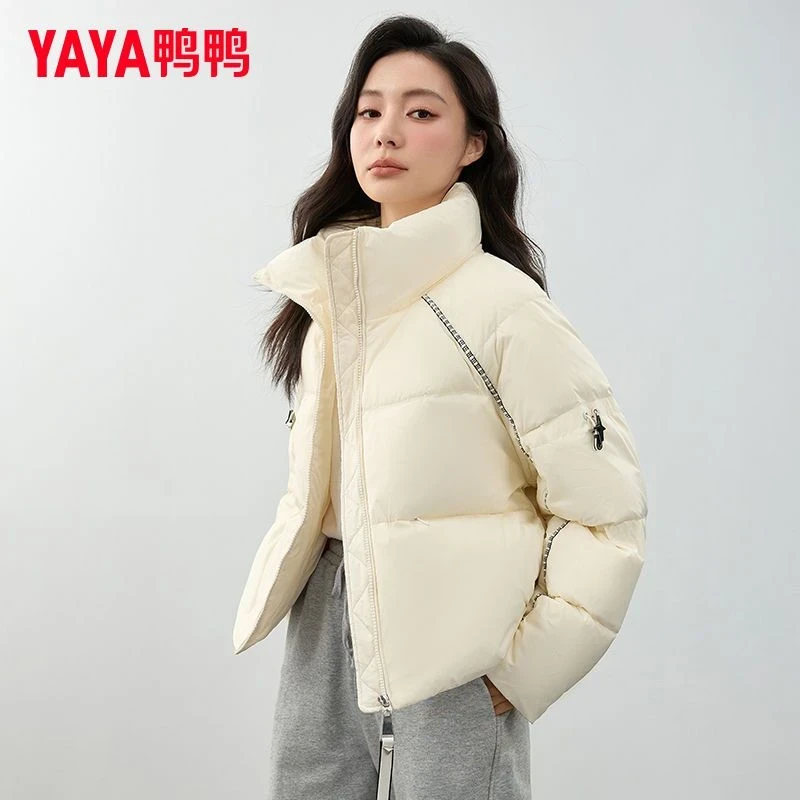 YAYA/鸭鸭冬季新款韩版时尚立领羽绒面包服短小个子保暖休闲外套