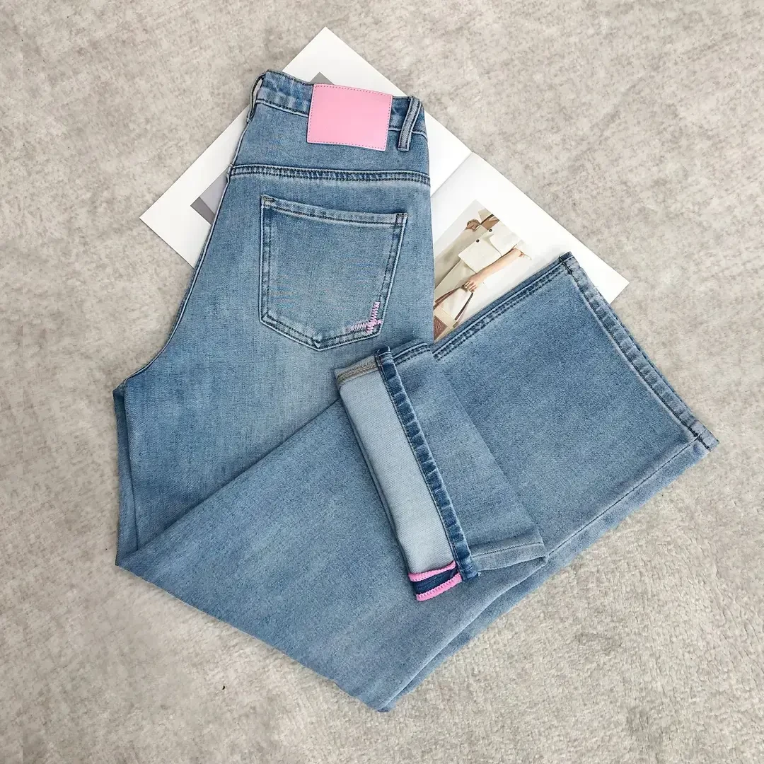 SU【065】花70 愫敏 轻奢感MWMA四面弹长裤窄版直筒芭比粉标牛仔裤