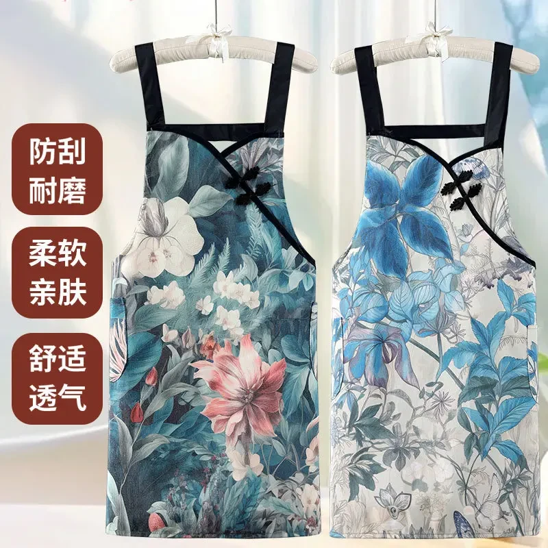 【厨房必备】新款时尚中国风旗袍围裙透气耐磨防油防污家用复古围裙