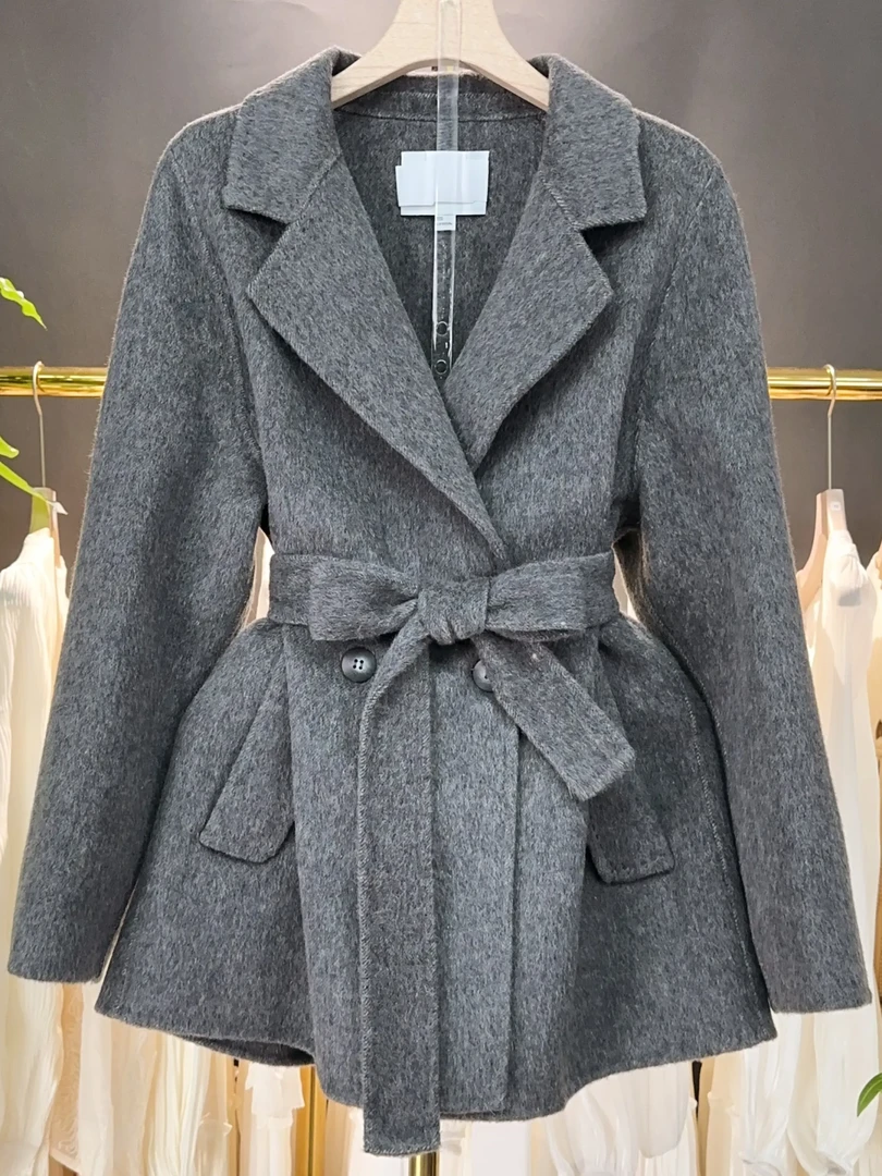 【A9284】毛呢外套女2025秋冬新款时尚休闲设计感毛呢外套