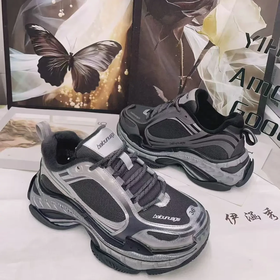 冬季新款加绒厚底增高时尚休闲女款老爹鞋25260阔腿裤必备鞋