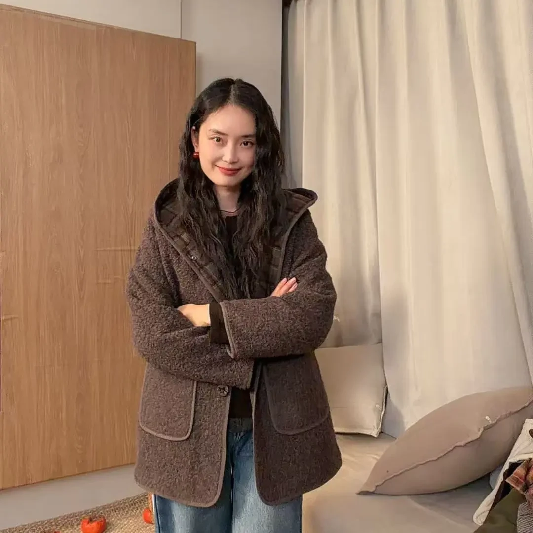 30720-中长款厚款棉服慵懒风连帽棉衣百搭拼接女装