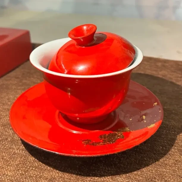 红漆器三才盖碗防烫泡茶碗功夫茶具