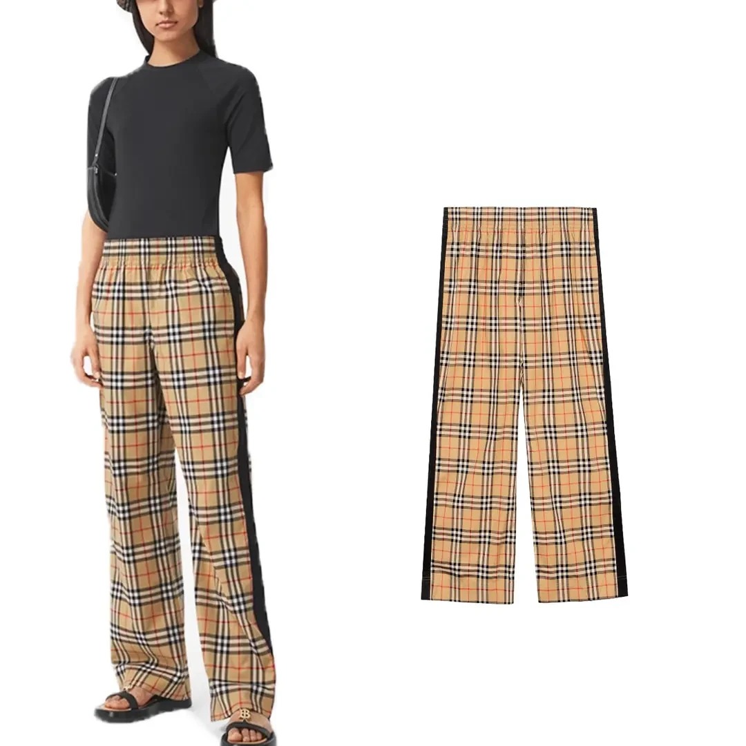 未使用 BURBERRY/博柏利 阔腿直筒格纹长裤