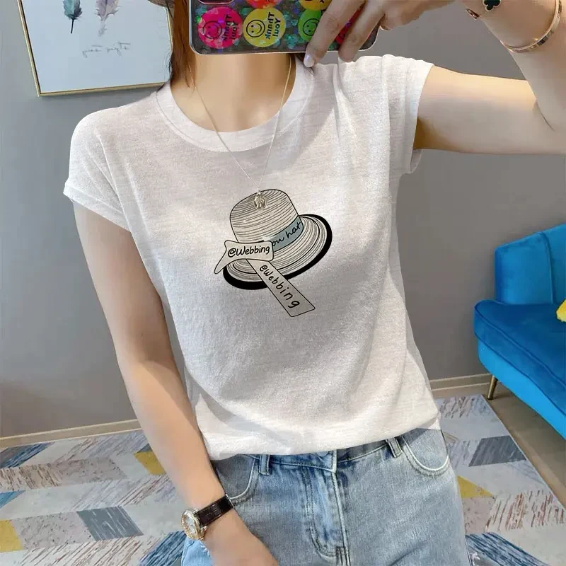 啄木鸟竹节棉短袖t恤女韩版简约百搭宽松显瘦时尚休闲纯色上衣