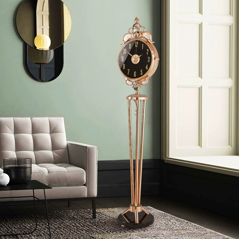 2025现代轻奢落地钟家用客厅简约金属大座钟别墅创意钟表静音坐钟