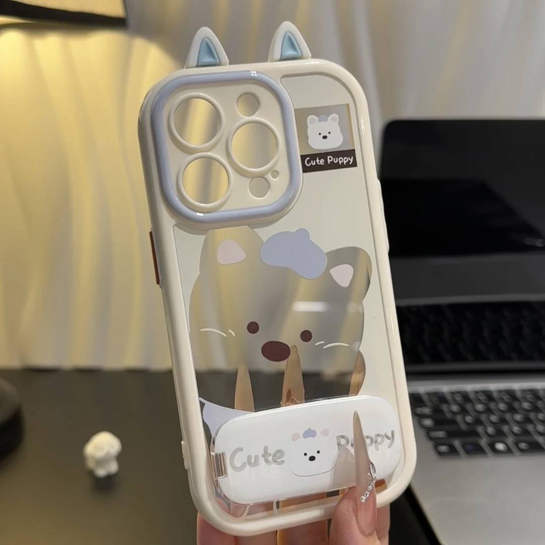 西高地立体耳朵支架手机壳适用于苹果华为小米vivo