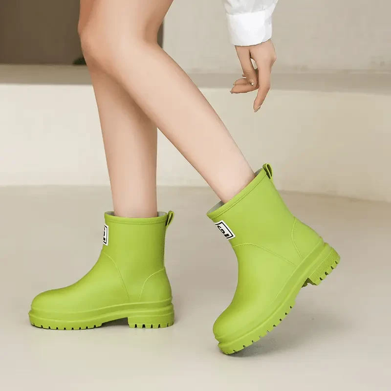 软底雨靴女士厚底时尚加绒外穿水鞋防滑防水胶鞋厨房买菜雨鞋水靴