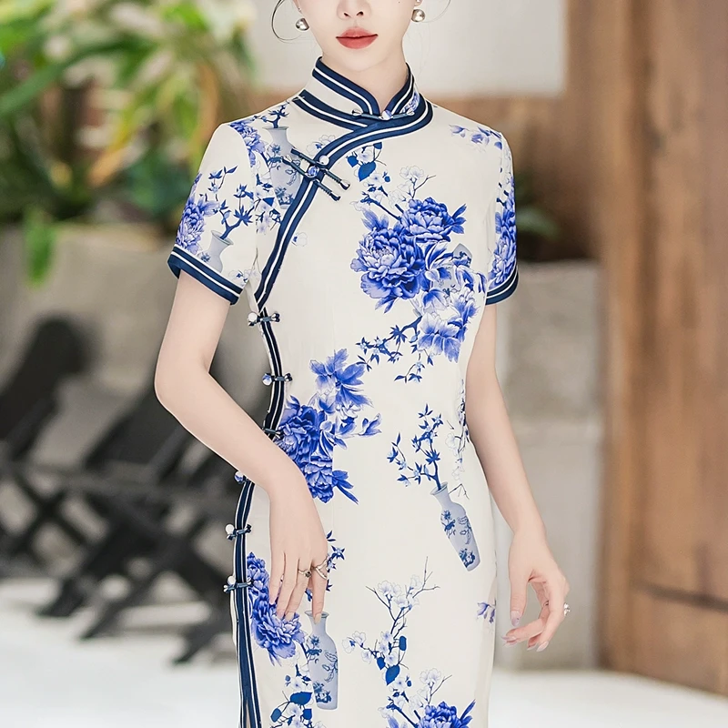 高端新中式绝美旗袍2025新款民国风晚礼服夏装老上海长裙日常可穿