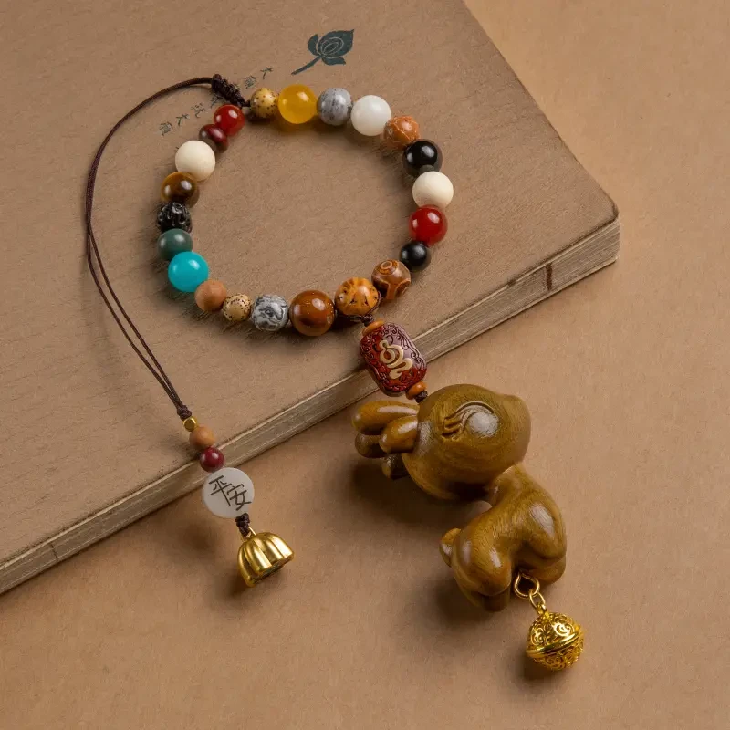 多宝十八籽菩平安小鹿汽车挂件车内饰品后视镜挂饰吊坠