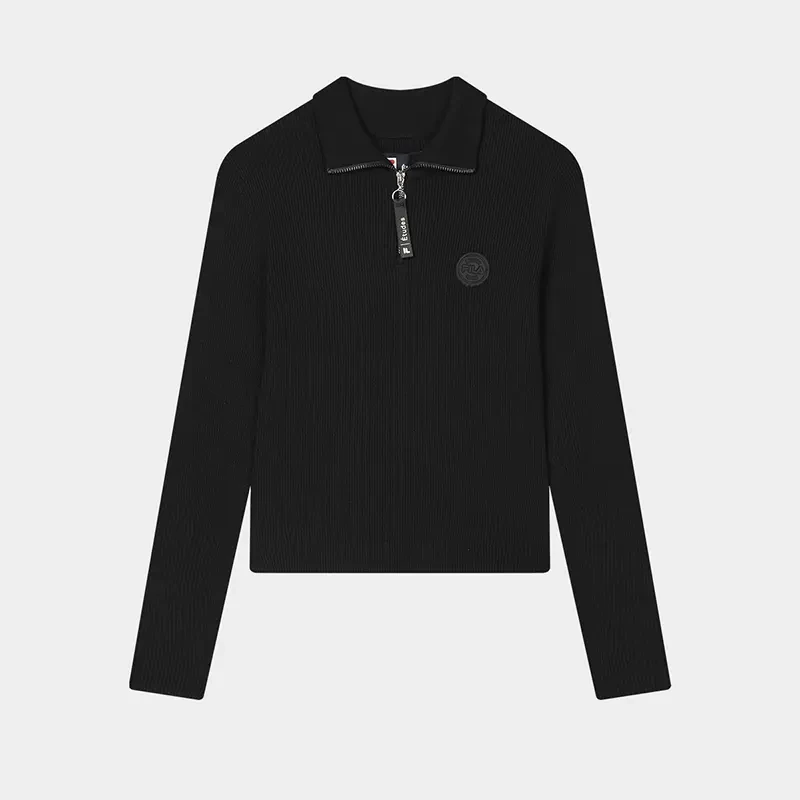 Fila/斐乐新款女子舒适百搭设计感黑色长袖休闲简T恤F11W516401F