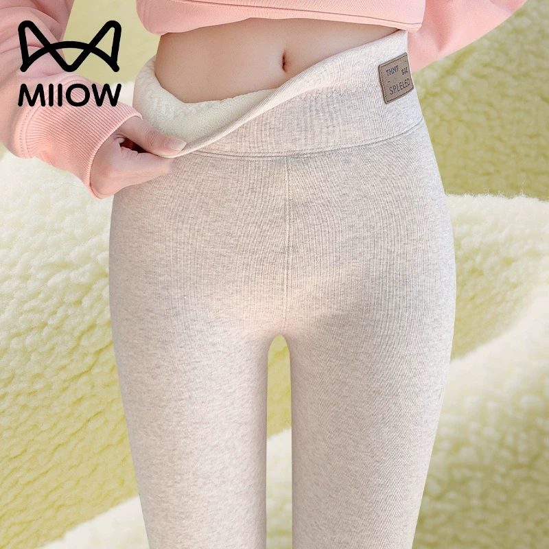 猫人燕麦色保暖裤外穿女冬季加厚羊羔绒一条过冬不掉裆打底裤棉裤