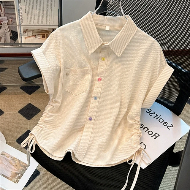 【高级感】深圳南油高端女装一手货源洋气质翻领短袖衬衫夏季韩系