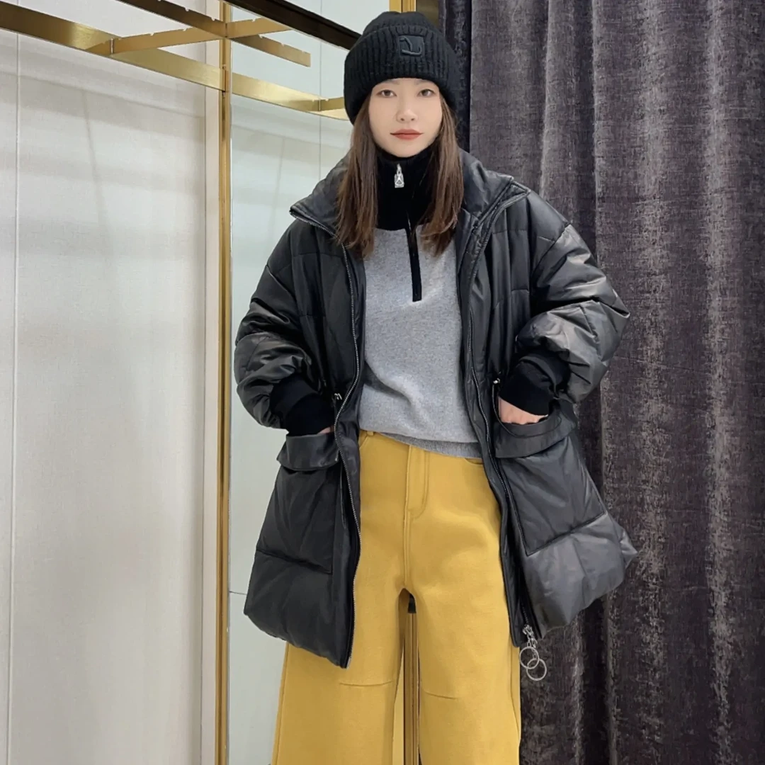 冬季新款真皮绵女中长款加厚保暖小个子韩版外套