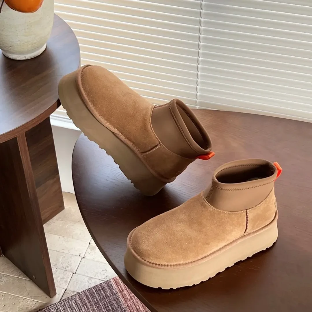 【短筒迪普】2025冬季新款厚底雪地靴真皮真毛显瘦增高保暖