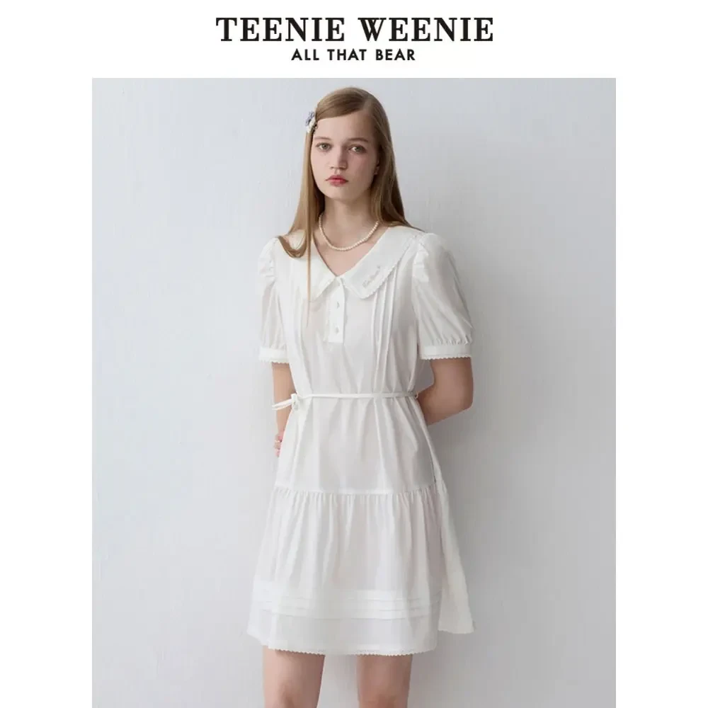 *TeenieWeenie小熊24娃娃领A字连衣短裙蕾丝少女感裙TTOW242502T