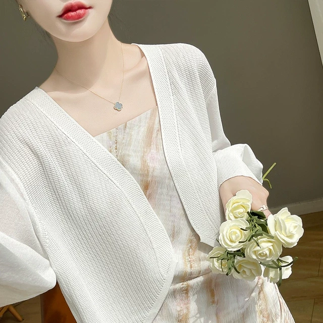 冰丝针织开衫薄款女2025新款夏季配吊带裙外搭短款罩衫防晒衫披肩