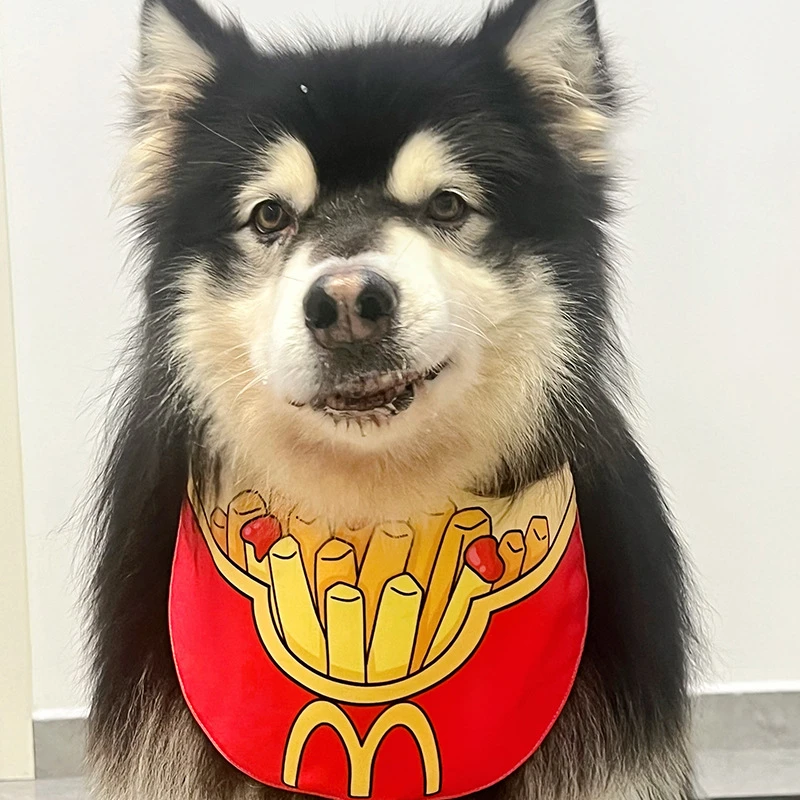 狗狗宠物大薯条围脖口水巾中大型犬防口水围巾金毛萨摩口水巾狗狗