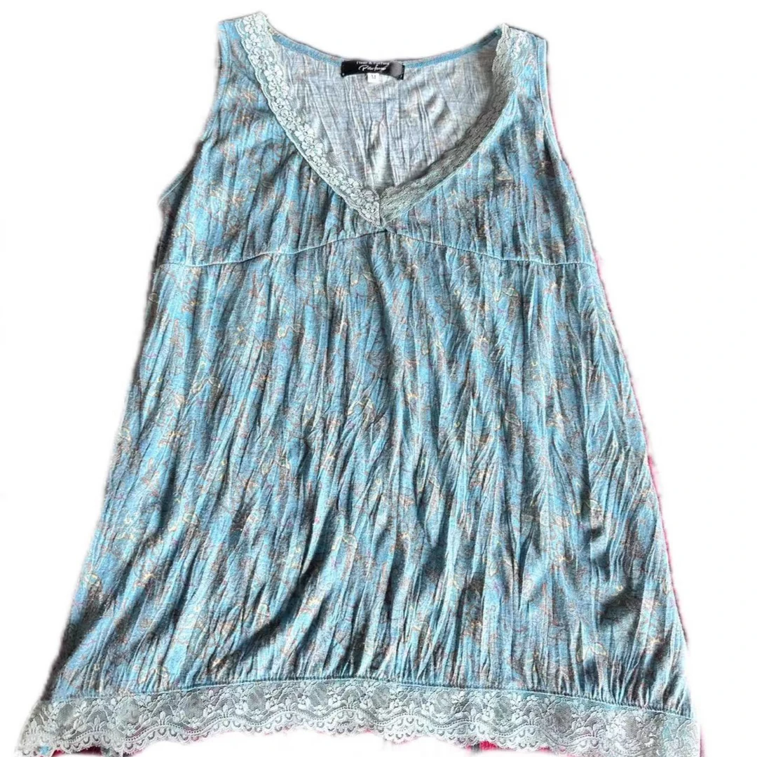 海淘精品古着碎花牛仔夏季吊带时尚