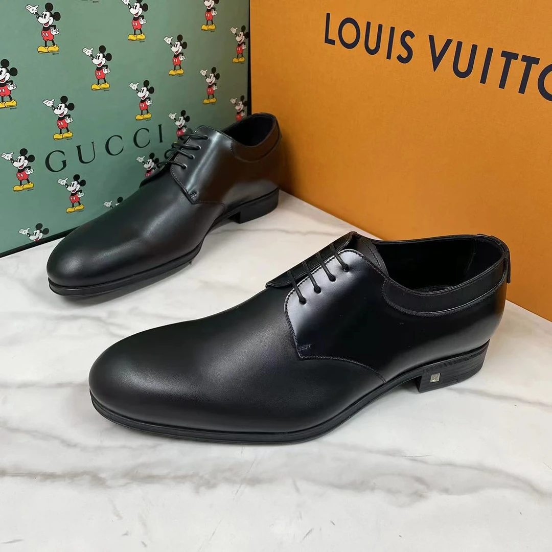 LouisVuitton/路易威登黑色商务正装圆头系带皮鞋/欧码39/全新