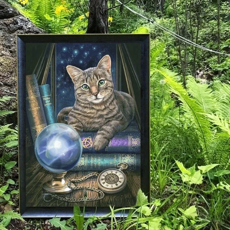 法国DMC十字绣-25ct书本上的猫89色1股全针51×68cmDMC线ZW布