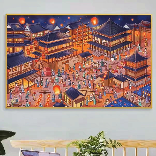 法国DMC十字绣古风客厅游园惊梦一轻奢治愈中国风大唐盛世新款